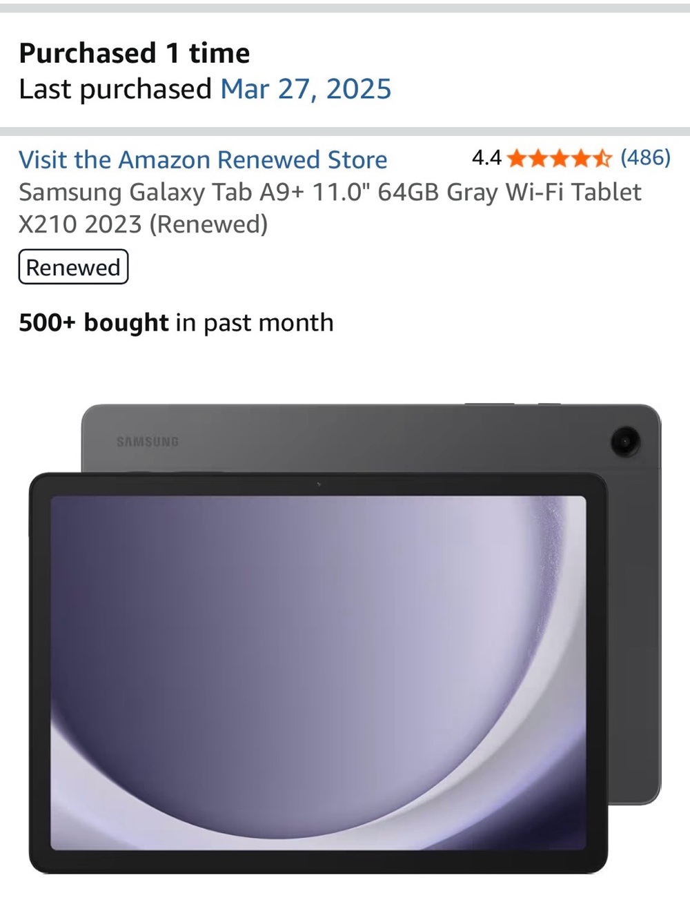 Samsung Galaxy Tab A9+ 11" Wi‑Fi Tablet — Gray